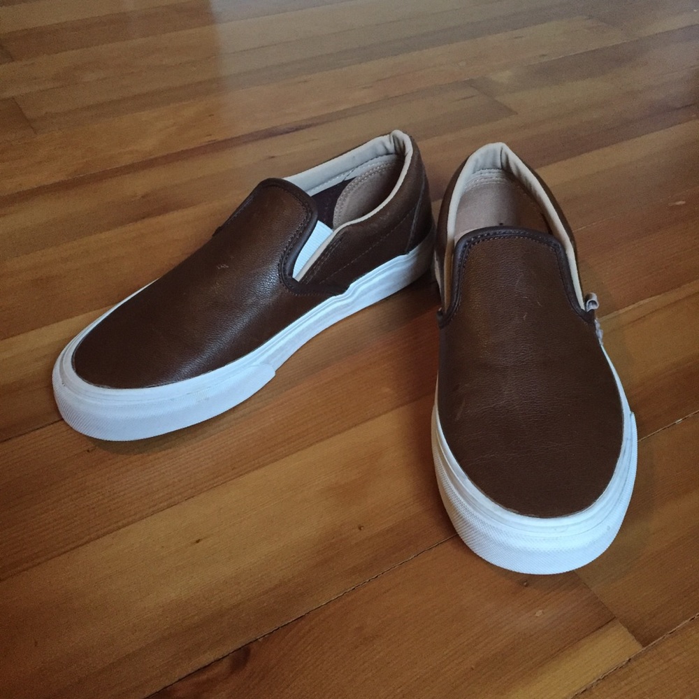 Vans leather slip ons